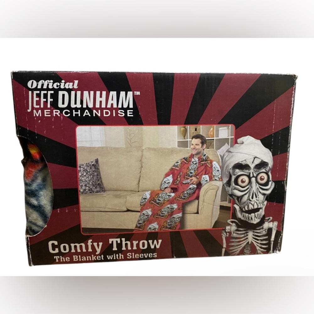 Offical Jeff Dunham Fleece Snuggie Throw Blanket Sleeves Keel You NEW NIB 48x71